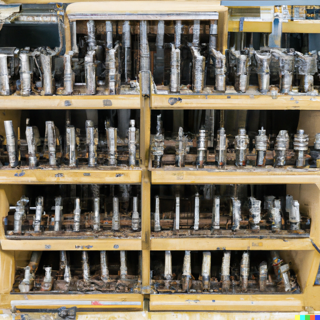 machining tools inventory in a clean and organized warehouse